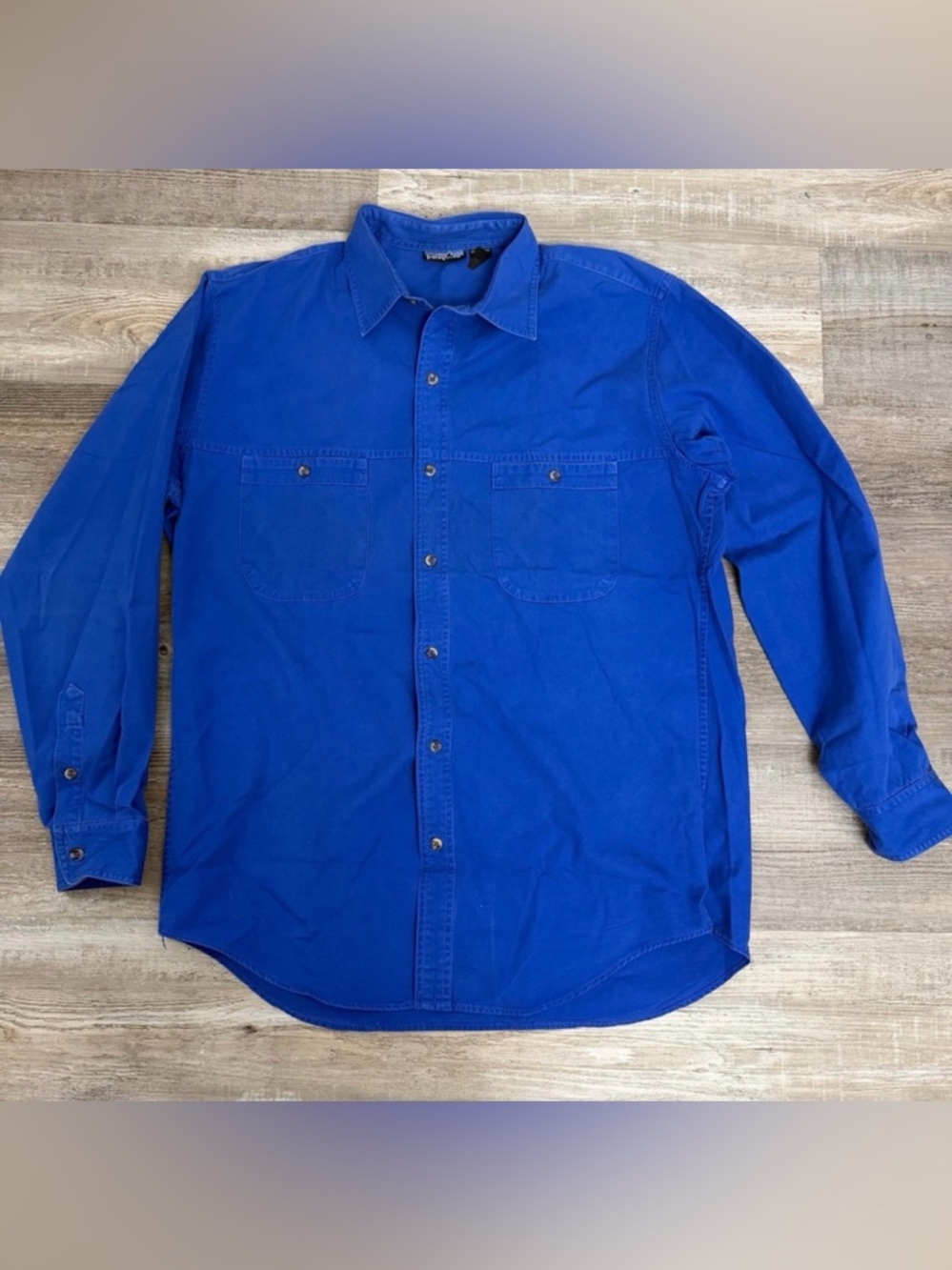 Patagonia Vintage M’s Canvas Denim Work Shirt Purple Long Sleeve Button Down LG